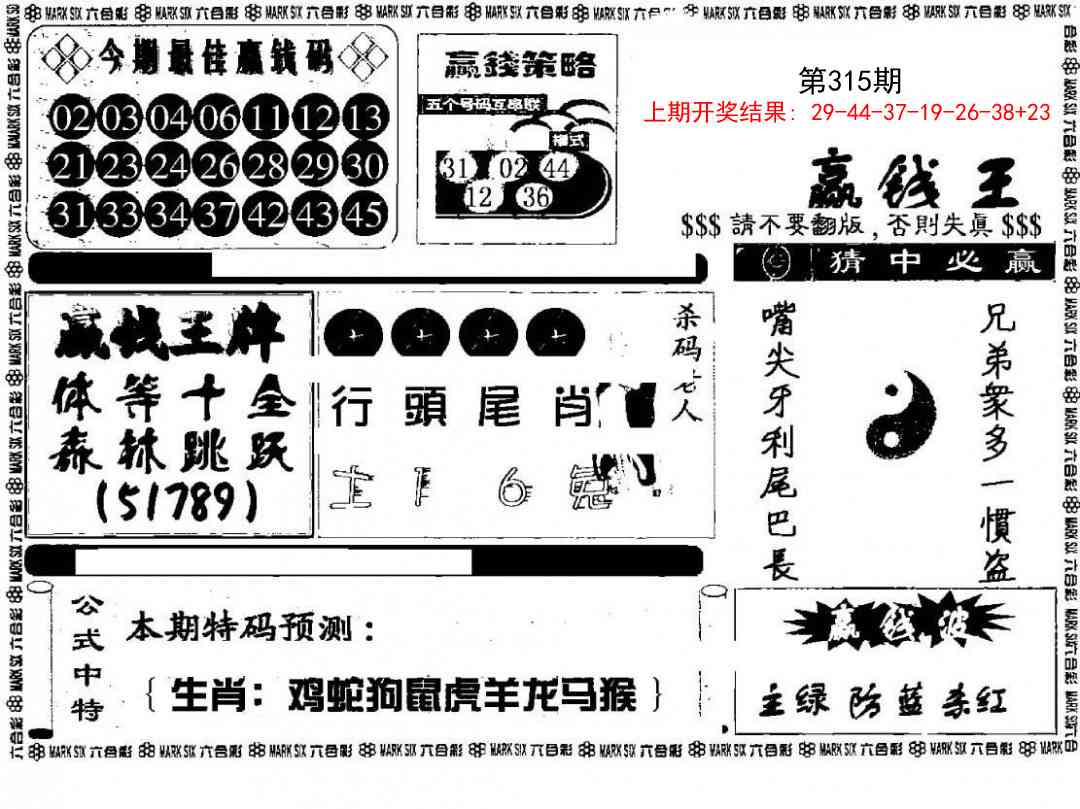 315期赢钱料[图]