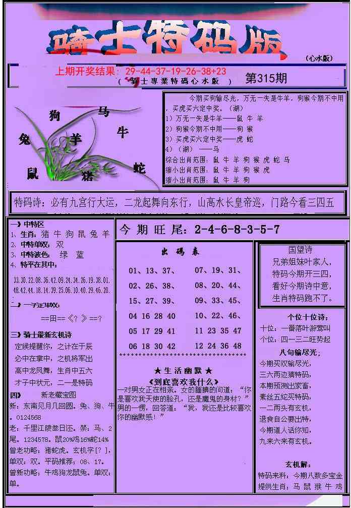 315期骑士特码版[图]