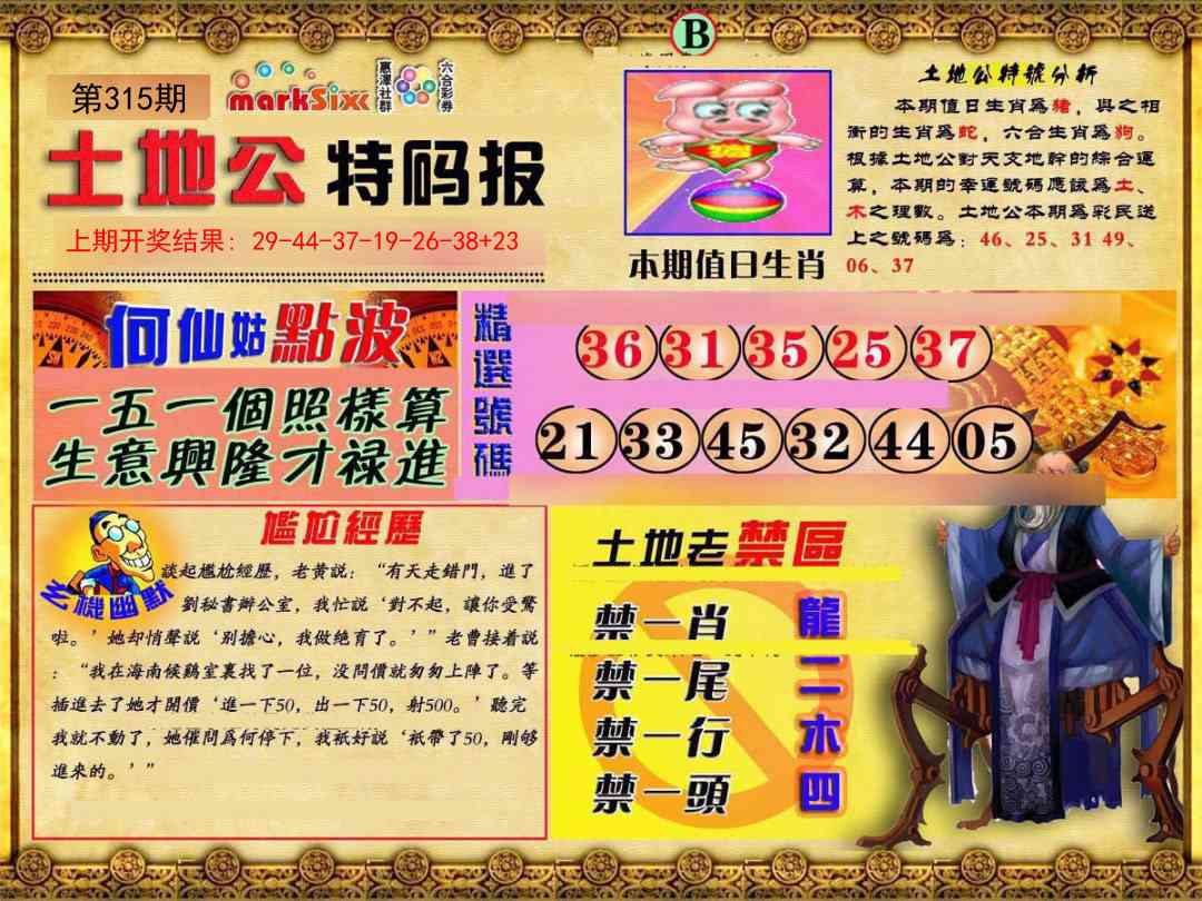 315期土地公特码报B[图]