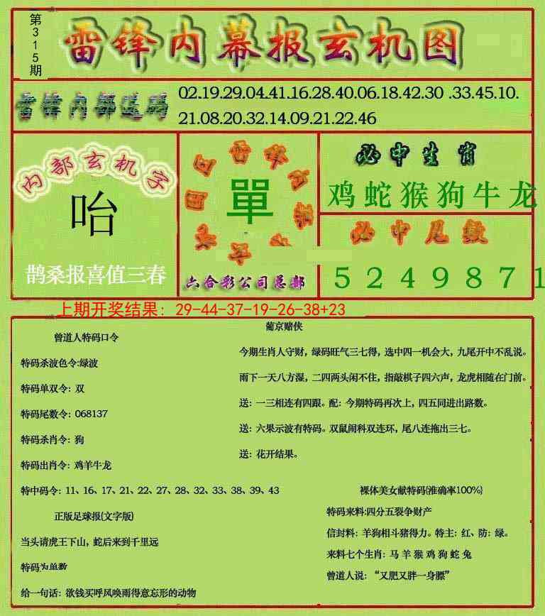 315期雷锋玄机报[图]